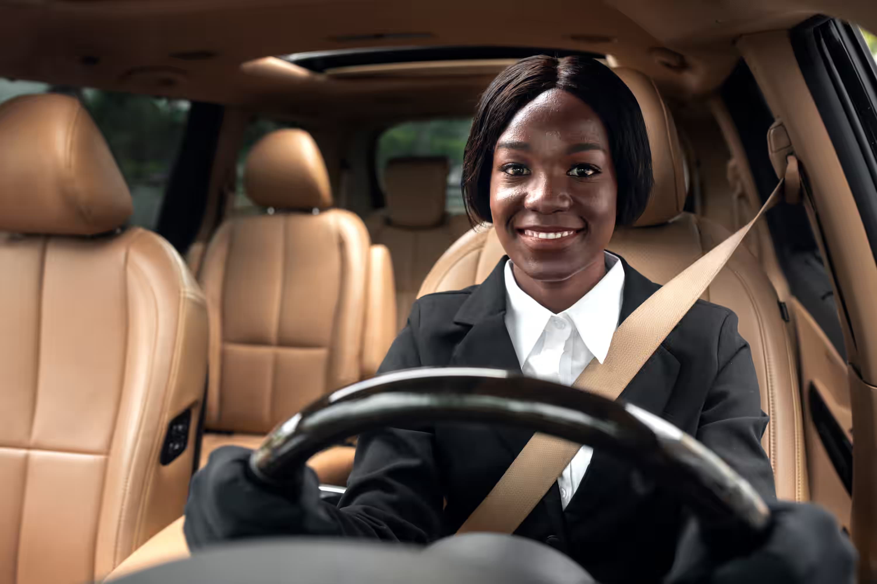 Professional female taxi driver at Mombasa airport